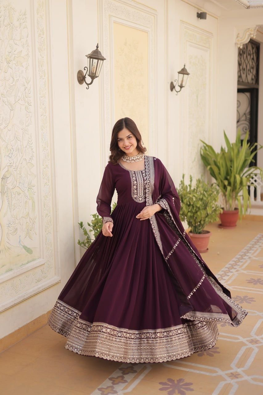 Charming Georgette Anarkali Gown with Dupatta